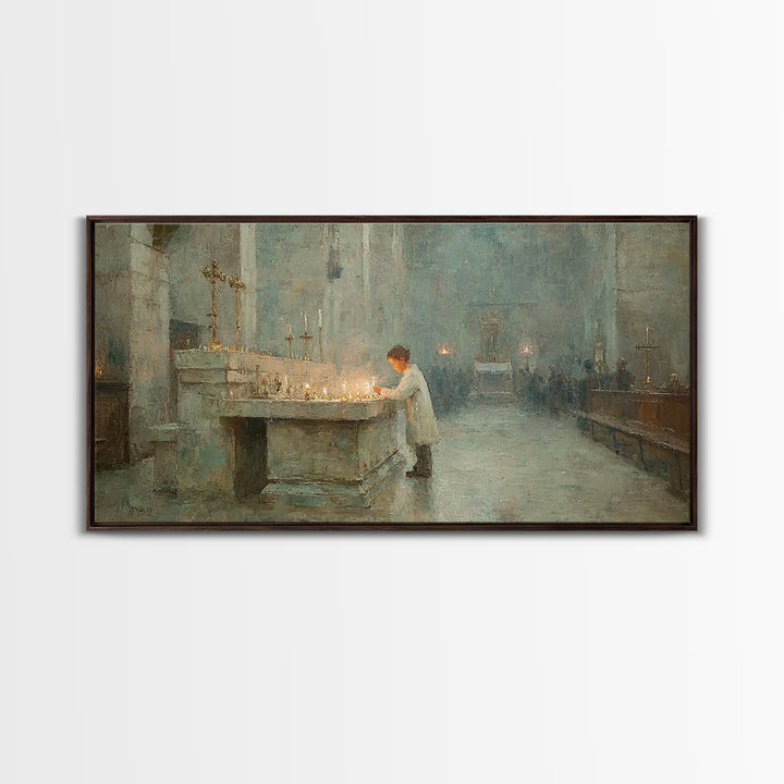 Quiet Devotion - Framed Canvas Print - Christian Art Print - Christian Decor - Christian Gift Ideas - Modern Christian Art - Christmas Art