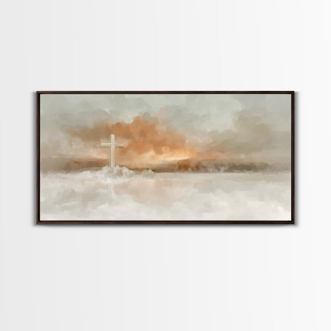 Clouds of Salvation, Framed Canvas Print, Christian Wall Art, Christian Art Canvas, Christmas Art Prints, Christian Decor for Home, Modern