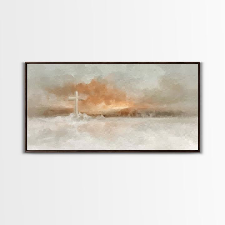 Clouds of Salvation, Framed Canvas Print, Christian Wall Art, Christian Art Canvas, Christmas Art Prints, Christian Decor for Home, Modern