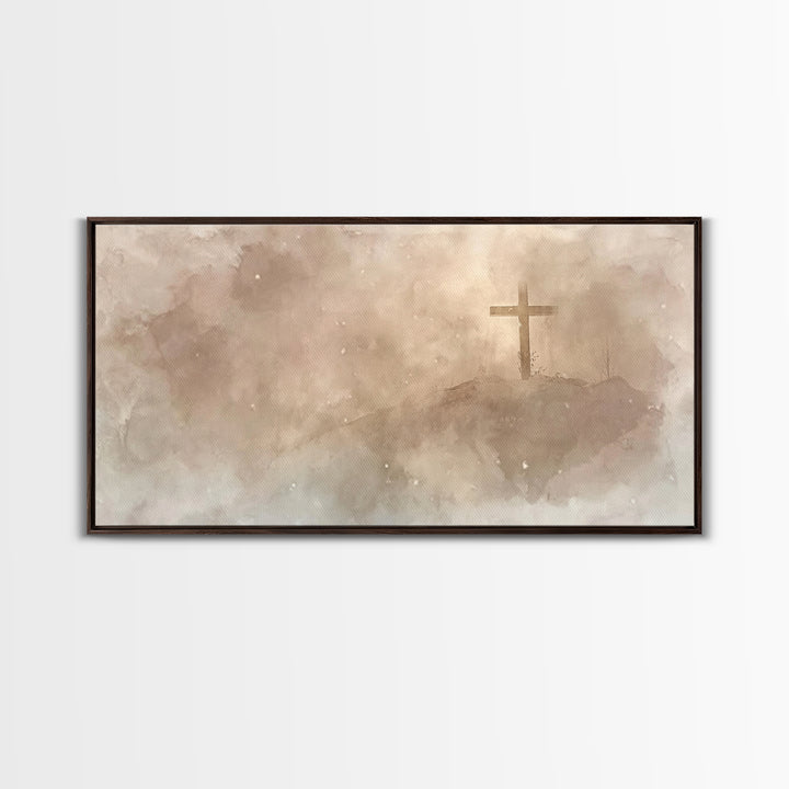 Snowfall Of Mercy – Framed Canvas Print – Christian Art – Christian Wall Art – Moody Christmas Art – Christmas Art Prints – Christian Chris