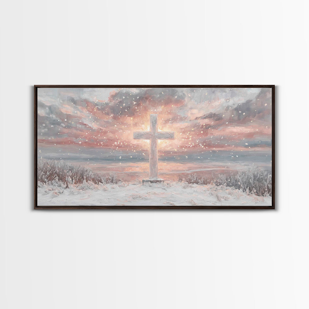 Radiant Dawn Cross – Framed Canvas Print – Christian Wall Art – Christian Art Canvas – Christmas Canvas Wall Art – Christian Decor For Home