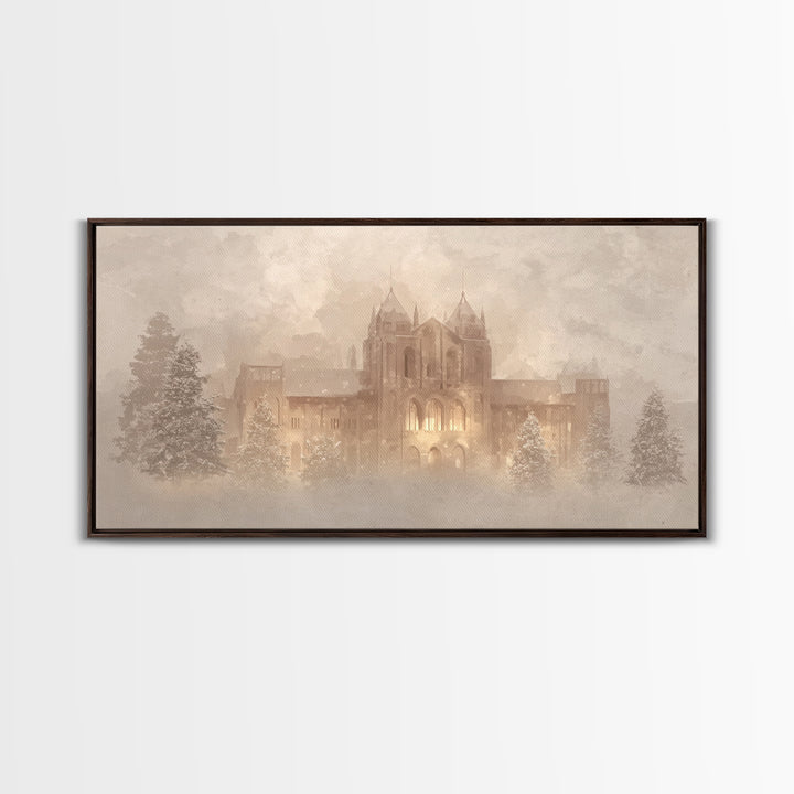 Sanctuary In Snow – Framed Canvas Print – Christian Wall Art – Vintage Christmas Art – Christian Art Canvas – Christmas Wall Art – Christia