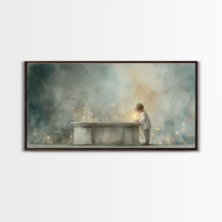 Candlelight Prayer – Framed Canvas Print – Christian Wall Art – Christian Art Canvas – Christmas Art – Christian Art Gift – Subtle Christia