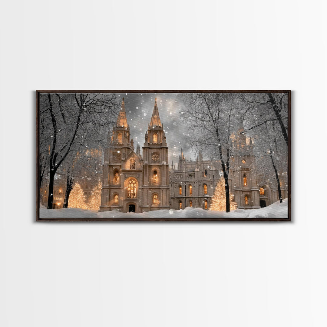 Winter Cathedral Glory – Framed Canvas Print – Christian Wall Art – Christmas Wall Art – Christian Art Canvas – Framed Christmas Art – Chri
