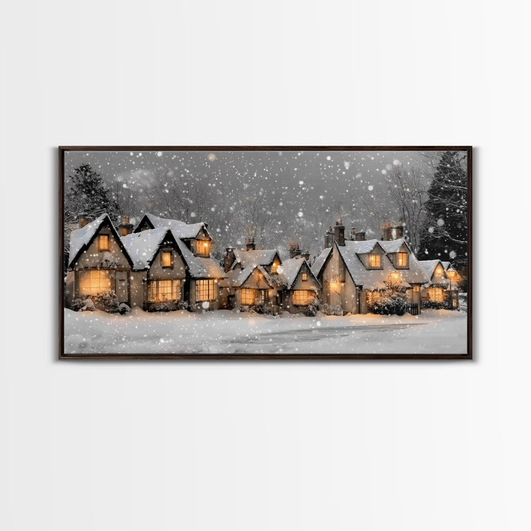 Village Noel Peace – Framed Canvas Print – Christmas Wall Art – Christian Christmas Art – Christmas Art Prints – Christian Art Canvas – Hol