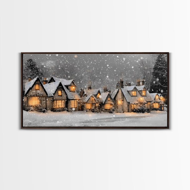 Village Noel Peace – Framed Canvas Print – Christmas Wall Art – Christian Christmas Art – Christmas Art Prints – Christian Art Canvas – Hol