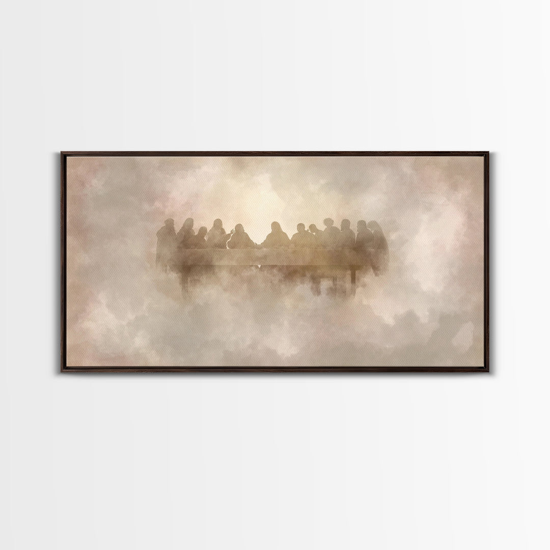 Heavenly Communion, Framed Canvas Print, Christian Art Canvas, Moody Christian Art, Christian Wall Art, Jesus Painting, Christmas Art