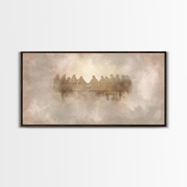 Heavenly Communion, Framed Canvas Print, Christian Art Canvas, Moody Christian Art, Christian Wall Art, Jesus Painting, Christmas Art