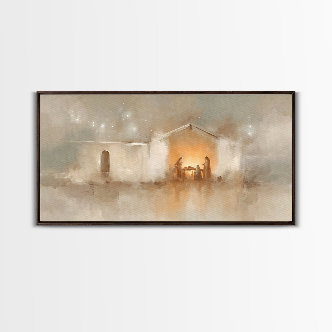 Bethlehem Dawn, Framed Canvas Print, Christian Art Canvas, Subtle Christian Art, Christian Wall Art, Jesus Christmas Art, Christmas Art Pri