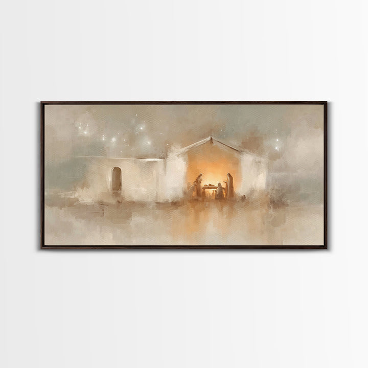 Bethlehem Dawn, Framed Canvas Print, Christian Art Canvas, Subtle Christian Art, Christian Wall Art, Jesus Christmas Art, Christmas Art Pri