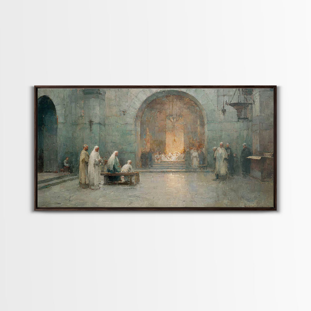 Chapel Nativity – Framed Canvas Print – Christian Art Canvas – Christian Wall Art – Vintage Christian Art – Christian Christmas Art – Chris