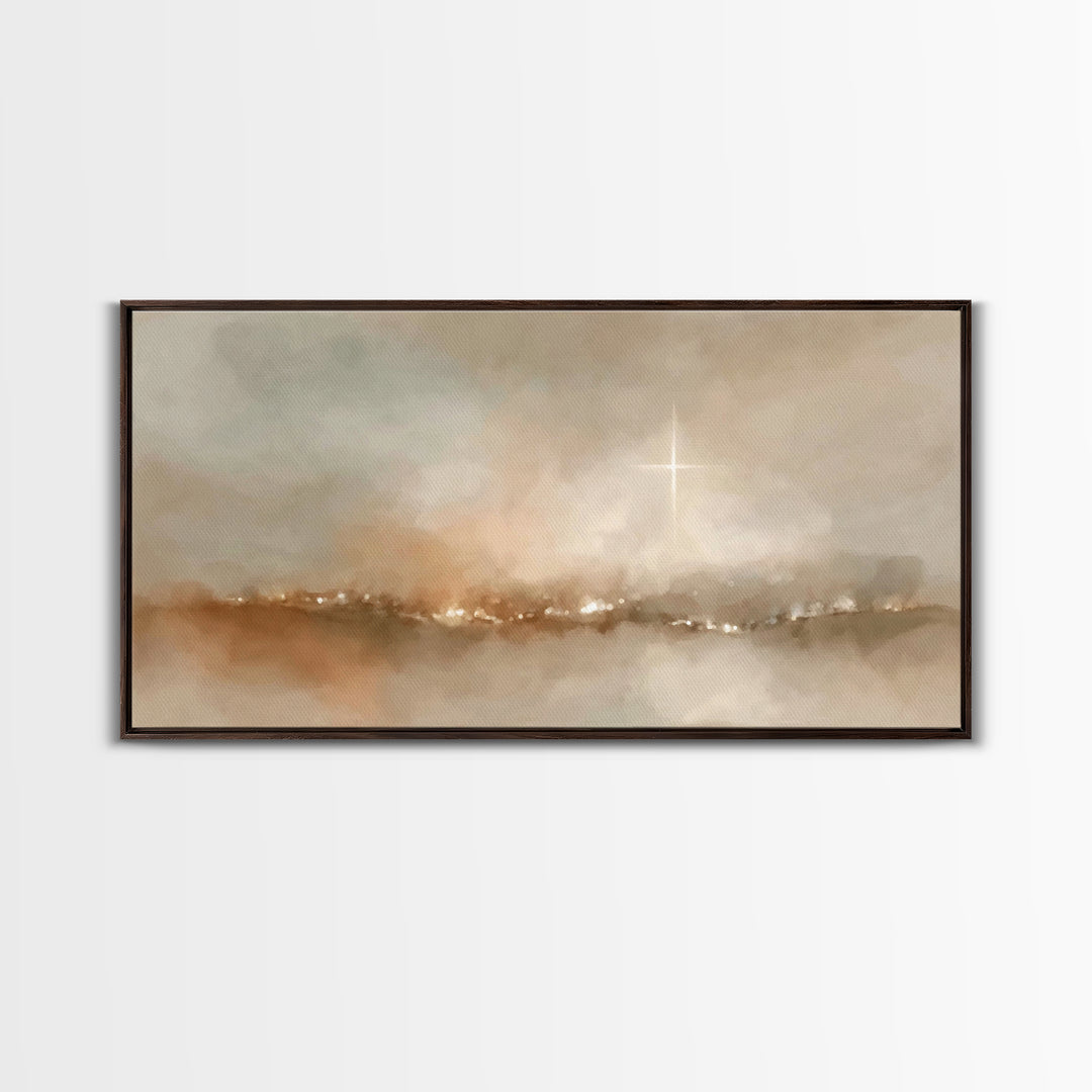 Desert Star Lit, Framed Canvas Print, Christian Christmas Art, Christian Art Canvas, Christmas Wall Art, Modern Christian Art, Christian De