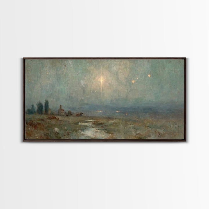 Star Of Bethlehem – Framed Canvas Print – Christian Art Prints – Christmas Wall Art – Jesus Christmas Art – Vintage Christian Art – Christi