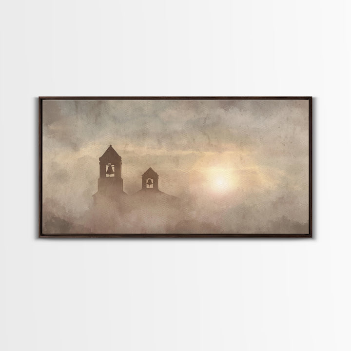 Silent Bells – Framed Canvas Print – Christian Wall Art – Christian Painting – Vintage Christian Art – Moody Christmas Art – Christian Deco