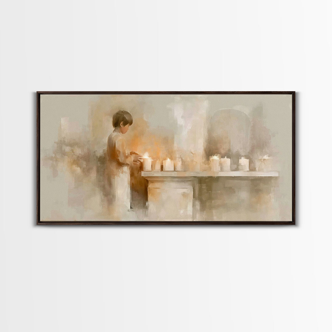 Quiet Offering – Framed Canvas Print – Christian Art Canvas – Minimalist Christian Art – Christmas Art Work – Christian Christmas Art – Fra