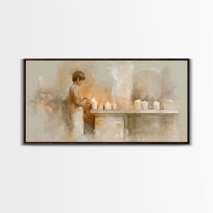 Quiet Offering – Framed Canvas Print – Christian Art Canvas – Minimalist Christian Art – Christmas Art Work – Christian Christmas Art – Fra