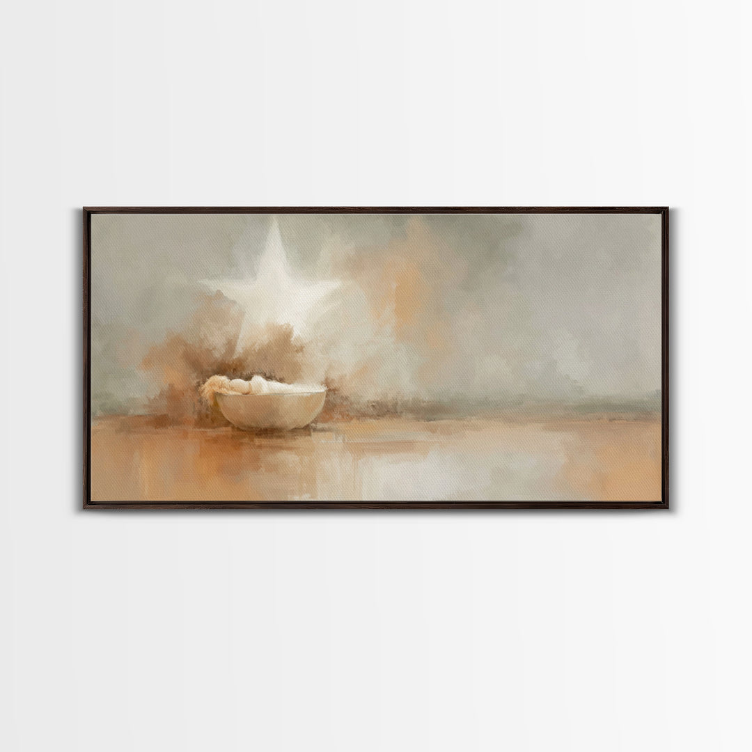 Nativity Star – Framed Canvas Print – Christian Christmas Art – Christian Art Canvas – Birth Of Jesus Painting – Christmas Art Work – Chris