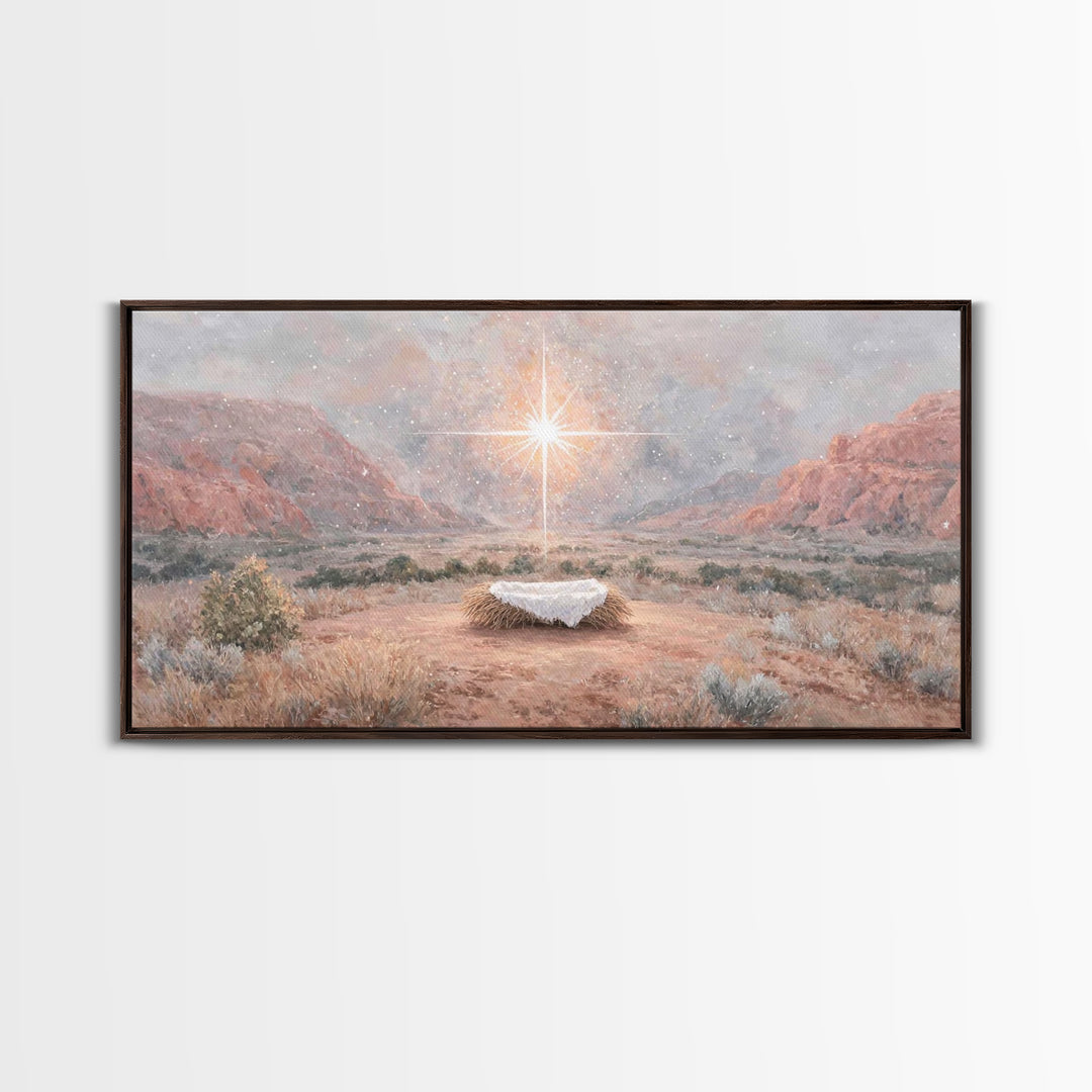 Desert Nativity – Framed Canvas Print – Christian Christmas Art – Christian Wall Art – Christian Art Print – Christmas Canvas Wall Art – Ch
