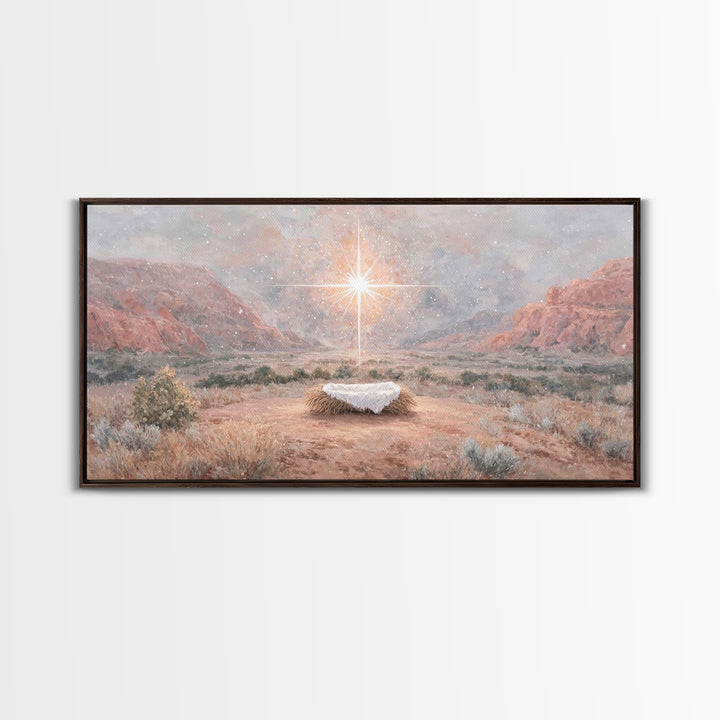 Desert Nativity – Framed Canvas Print – Christian Christmas Art – Christian Wall Art – Christian Art Print – Christmas Canvas Wall Art – Ch