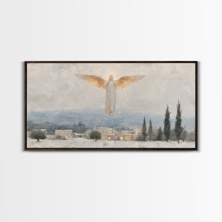Angel’s Herald – Framed Canvas Print – Christian Christmas Art – Christmas Wall Art – Modern Christian Painting – Christian Art Gift – Chri