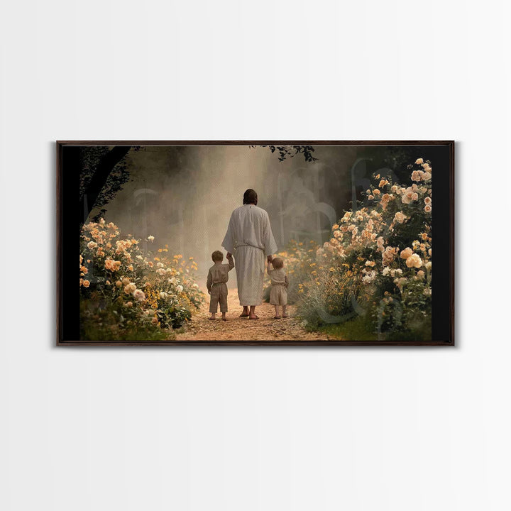Guided In Light – Framed Canvas Print – Jesus Wall Art – Christian Art Work – Christian Decorations – Christian Painting – Christian Gift