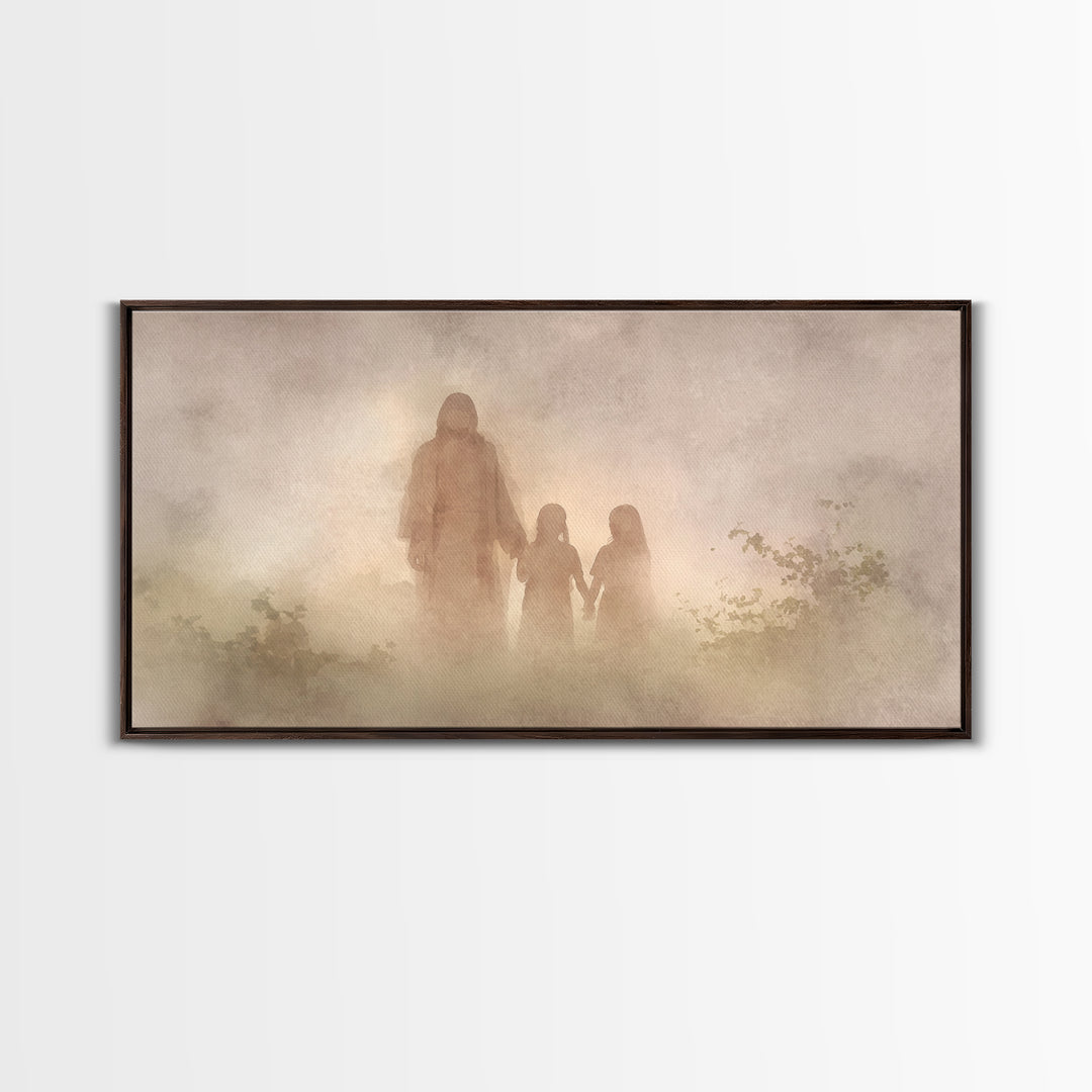 Sacred Morning Haze – Framed Canvas Print – Christian Wall Art – Minimalist Christian Art – Jesus Painting – Subtle Christian Art – Christi