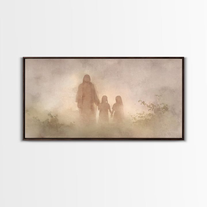 Sacred Morning Haze – Framed Canvas Print – Christian Wall Art – Minimalist Christian Art – Jesus Painting – Subtle Christian Art – Christi