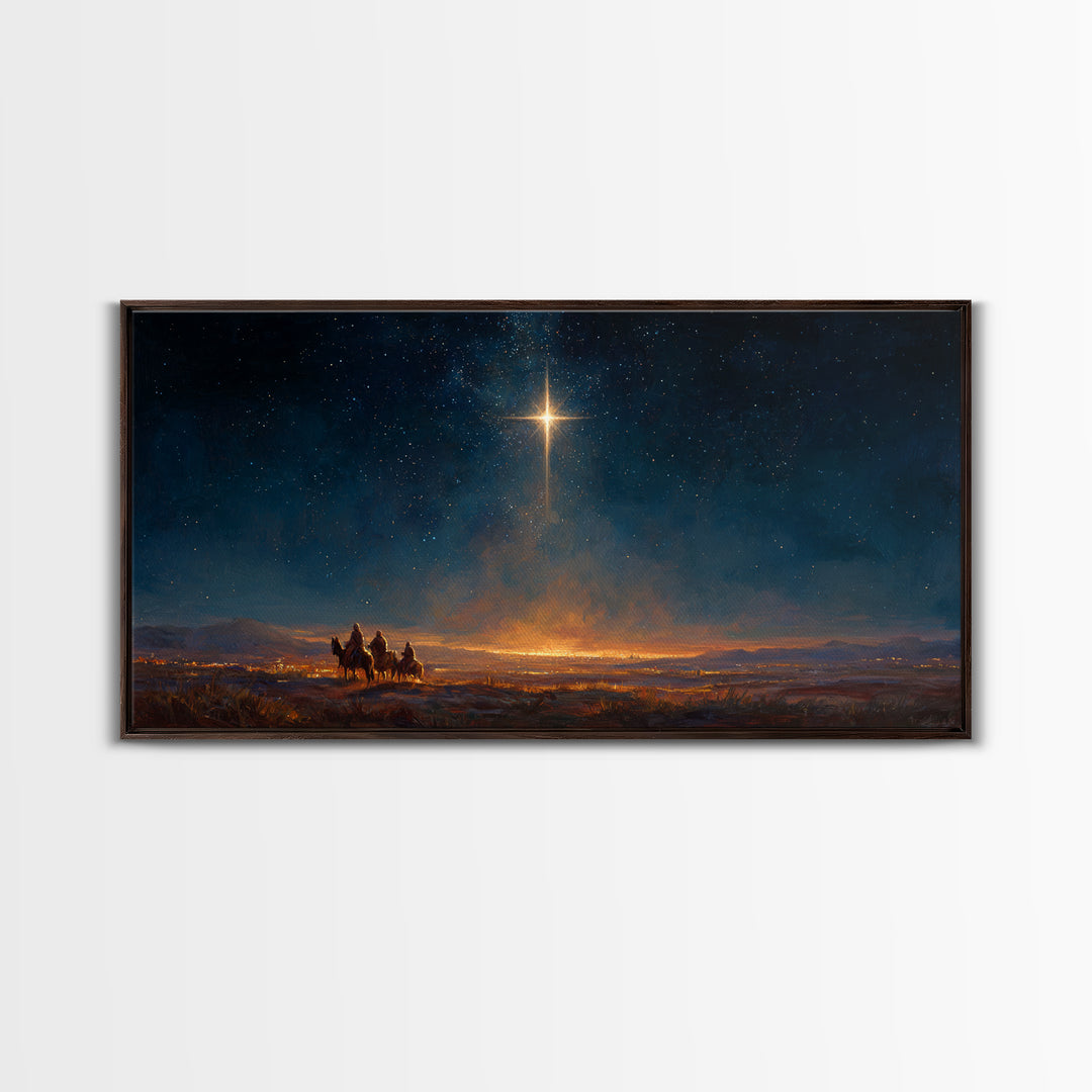 Star Of Wonder | Framed Canvas Print | Christian Christmas Art | Christmas Canvas Wall Art | Jesus Painting | Christian Wall Art | Modern C