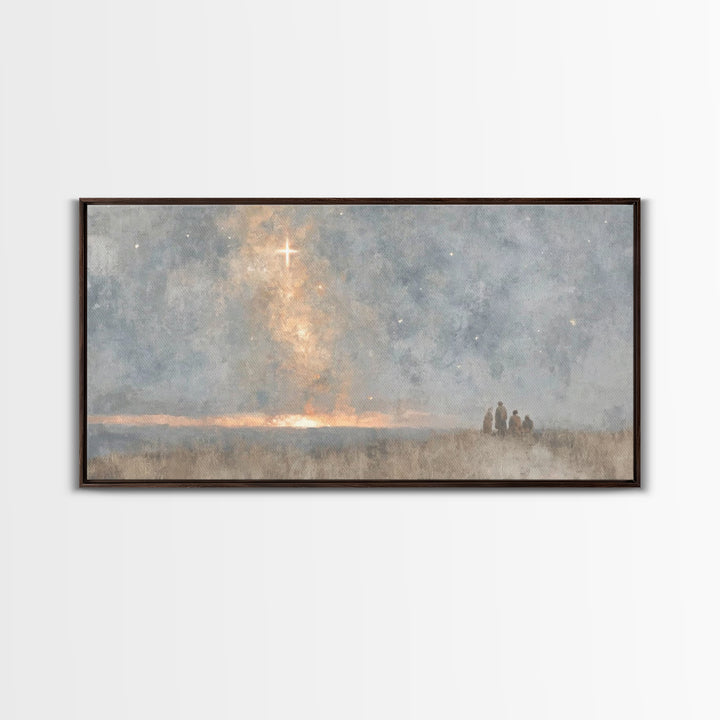 Holy Night Sky, Framed Canvas Print, Christian Christmas Art, Minimalist Christian Art, Christmas Wall Art, Christian Art Canvas, Christian