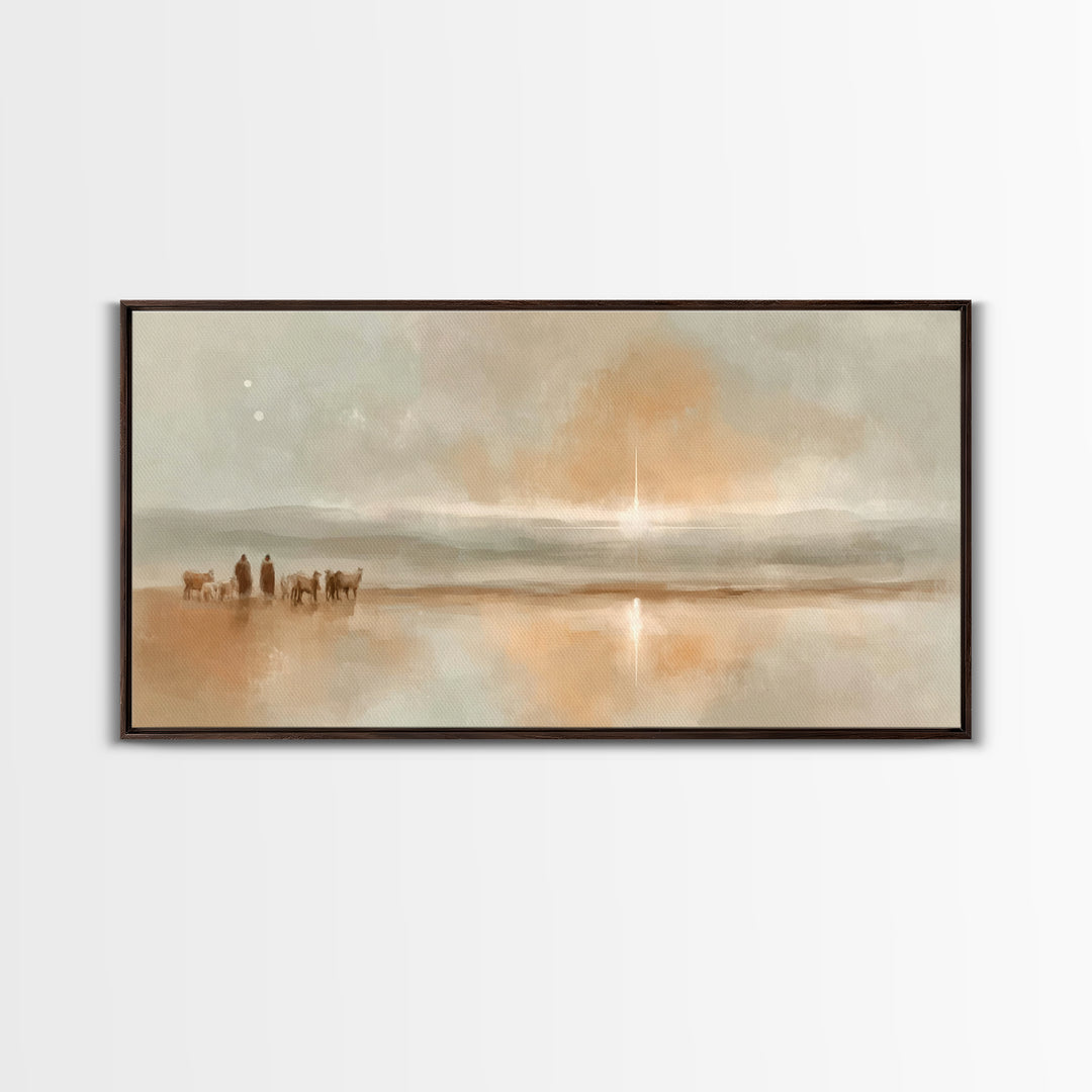 Desert Star Journey – Framed Canvas Print – Christian Christmas Art – Christian Wall Art – Jesus Painting – Christmas Art Print – Christian