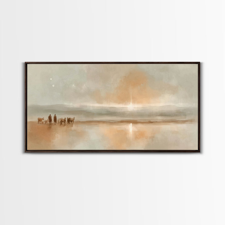 Desert Star Journey – Framed Canvas Print – Christian Christmas Art – Christian Wall Art – Jesus Painting – Christmas Art Print – Christian