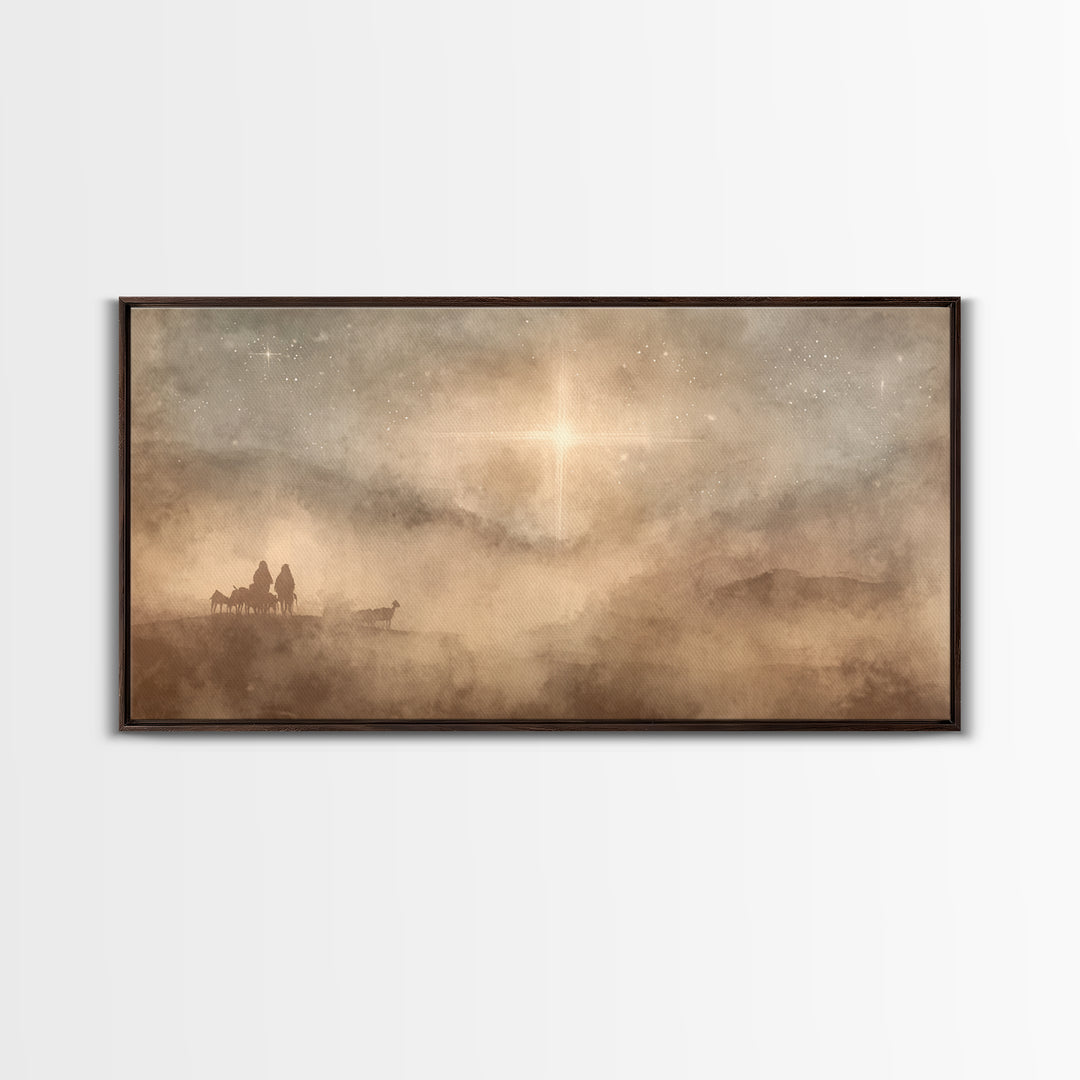 Holy Night Wonder, Framed Canvas Print, Christmas Art Prints, Christian Wall Art, Moody Christmas Art, Christian Christmas Decor, Christian