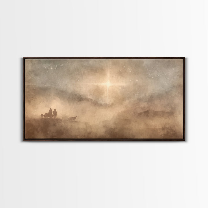 Holy Night Wonder, Framed Canvas Print, Christmas Art Prints, Christian Wall Art, Moody Christmas Art, Christian Christmas Decor, Christian