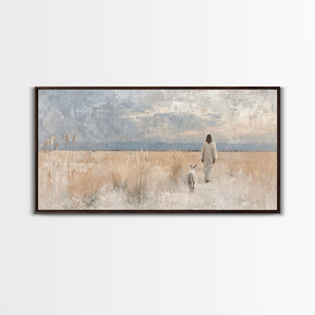 Fields Of Grace | Framed Canvas Print | Christian Art Canvas | Jesus Painting | Christian Wall Art | Large Christian Painting