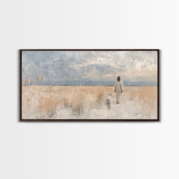Fields Of Grace | Framed Canvas Print | Christian Art Canvas | Jesus Painting | Christian Wall Art | Large Christian Painting