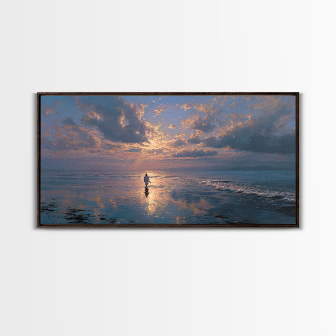 Misty Reverence – Framed Canvas Print – Minimalist Christian Art – Jesus Wall Art – Christian Art Canvas – Subtle Christian Paintings – Chr