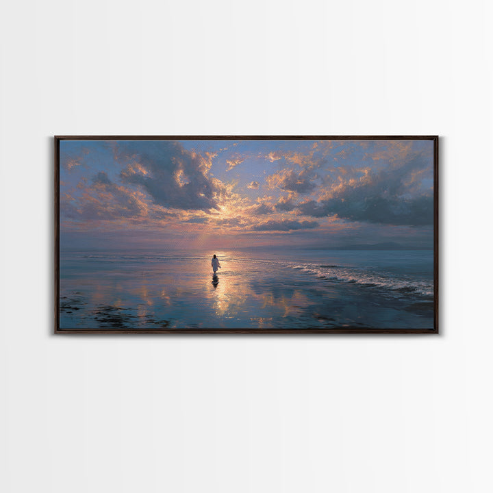 Misty Reverence – Framed Canvas Print – Minimalist Christian Art – Jesus Wall Art – Christian Art Canvas – Subtle Christian Paintings – Chr