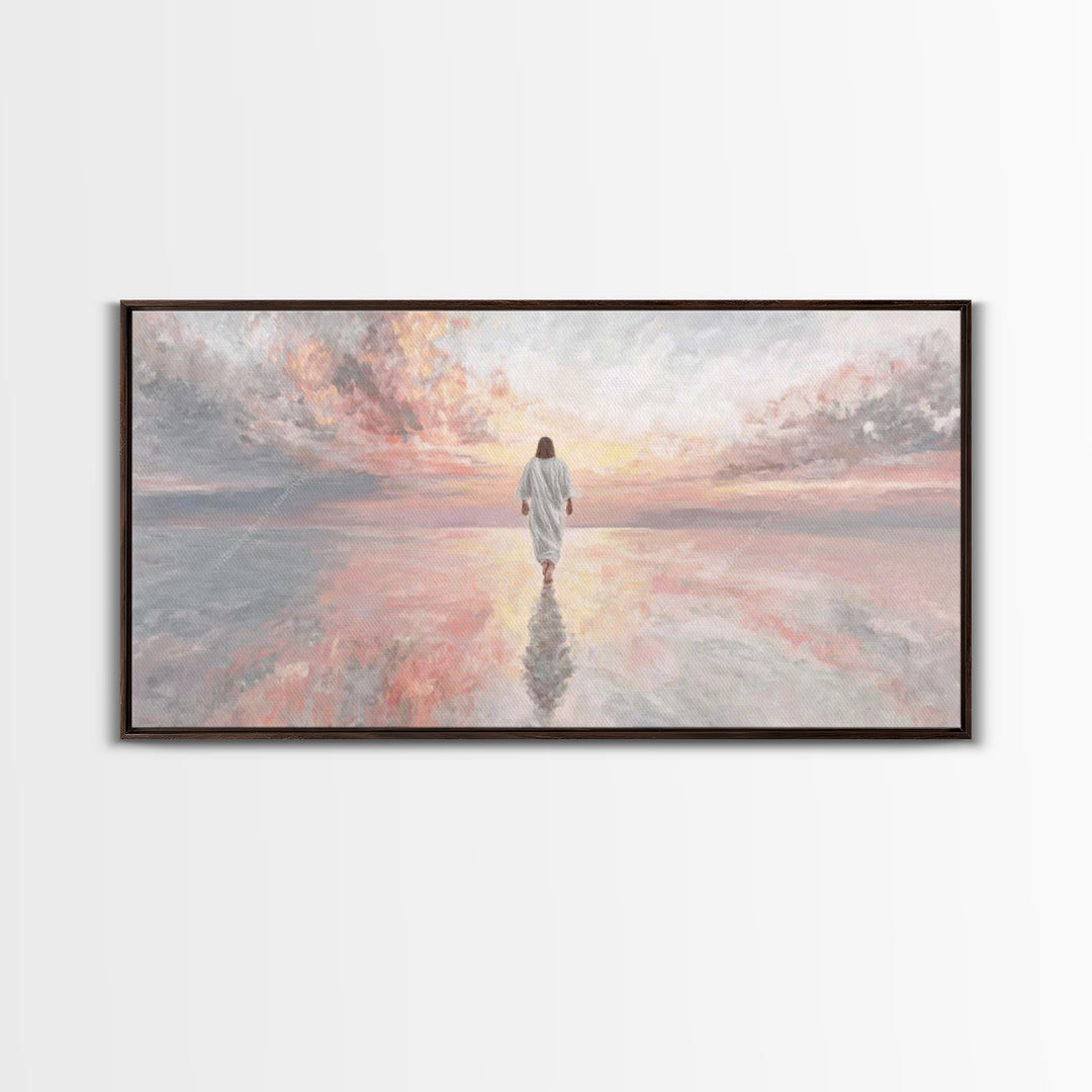 Eternal Horizon – Framed Canvas Print – Christian Art Canvas – Jesus Painting – Modern Christian Art – Christian Wall Art – Blue Christian