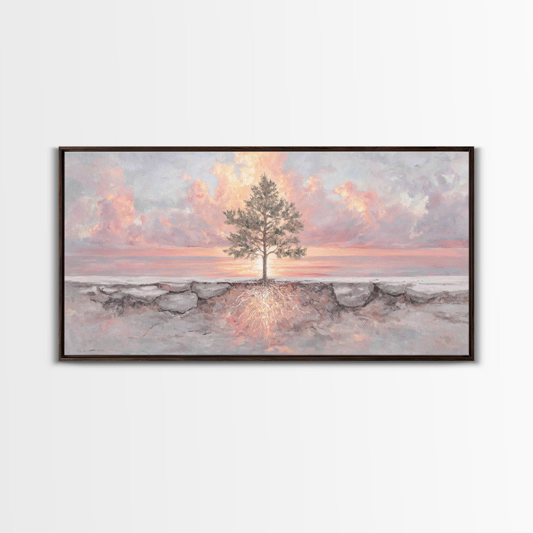 Roots Of Light – Framed Canvas Print – Christian Art Painting – Christian Wall Art – Christian Art Canvas – Modern Christian Art – Christia