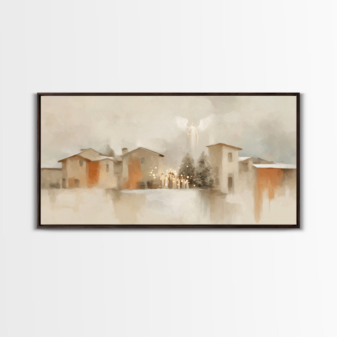 Village Of Wonder – Framed Canvas Print – Christian Christmas Decorations – Christian Art Work – Christmas Art Prints – Framed Christian Ar