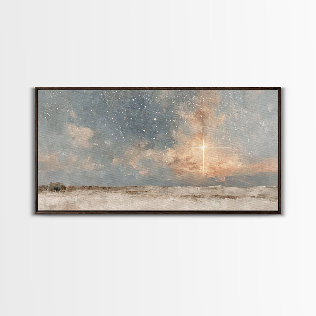 Holy Night Star – Framed Canvas Print – Jesus Painting – Christian Art Canvas – Christian Wall Art – Christmas Art – Christian Christmas Ar