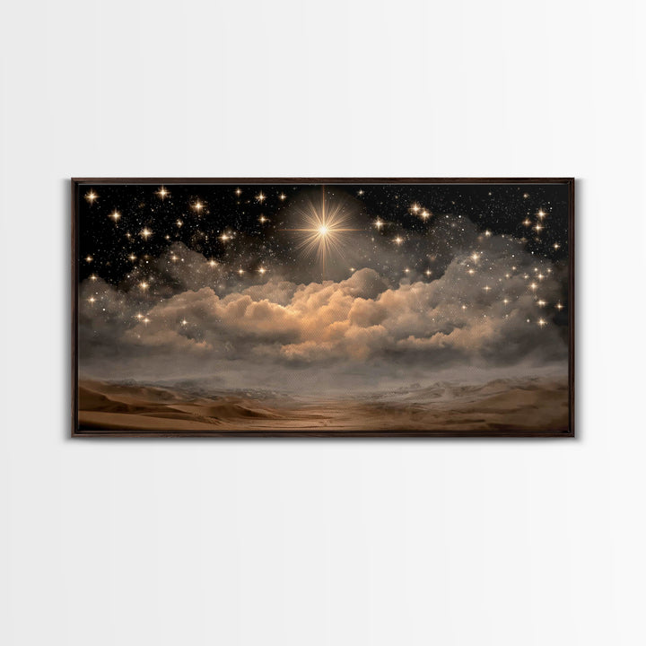 Light Of Salvation, Framed Canvas Print, Christian Art Canvas, Jesus Painting, Christian Wall Art, Christian Christmas Art, Christmas Art
