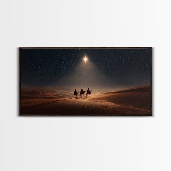 Desert Star Path, Framed Canvas Print, Christmas Art, Christian Art Canvas, Christian Christmas Art, Christian Wall Art, Jesus Painting