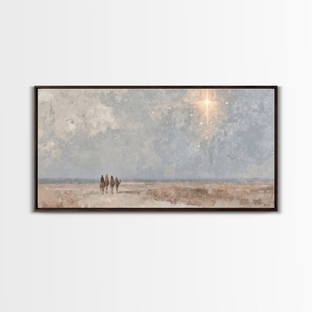 Pilgrims Of Light | Framed Canvas Print | Christian Art Canvas | Christmas Art | Christian Wall Art | Christian Christmas Decor | Jesus Pai