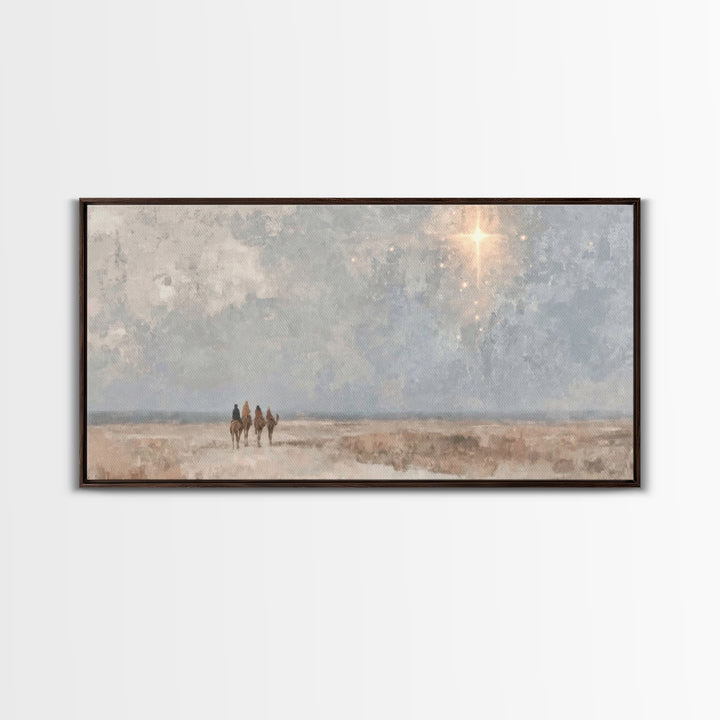 Pilgrims Of Light | Framed Canvas Print | Christian Art Canvas | Christmas Art | Christian Wall Art | Christian Christmas Decor | Jesus Pai
