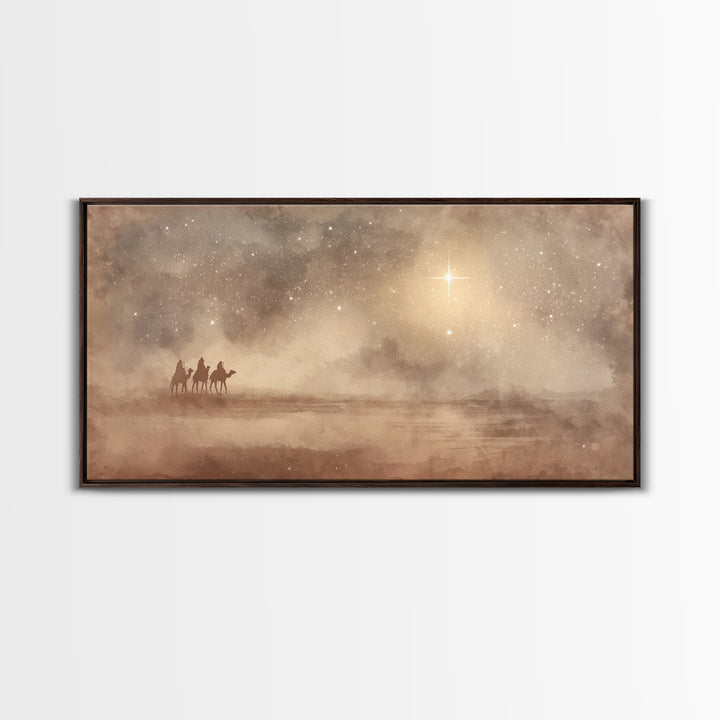 Holy Night Journey, Framed Canvas Print, Christian Art Canvas, Christian Wall Art, Christmas Art, Christian Christmas Art, Jesus Painting