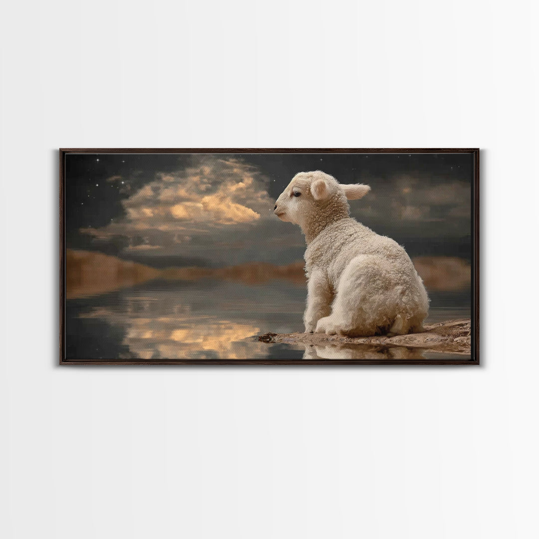 Lamb Of Peace, Framed Canvas Print, Christian Wall Art, Christian Art Canvas, Christian Christmas Art, Christmas Art, Jesus Art Print