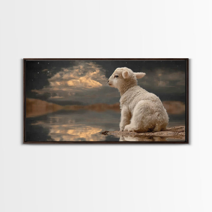 Lamb Of Peace, Framed Canvas Print, Christian Wall Art, Christian Art Canvas, Christian Christmas Art, Christmas Art, Jesus Art Print