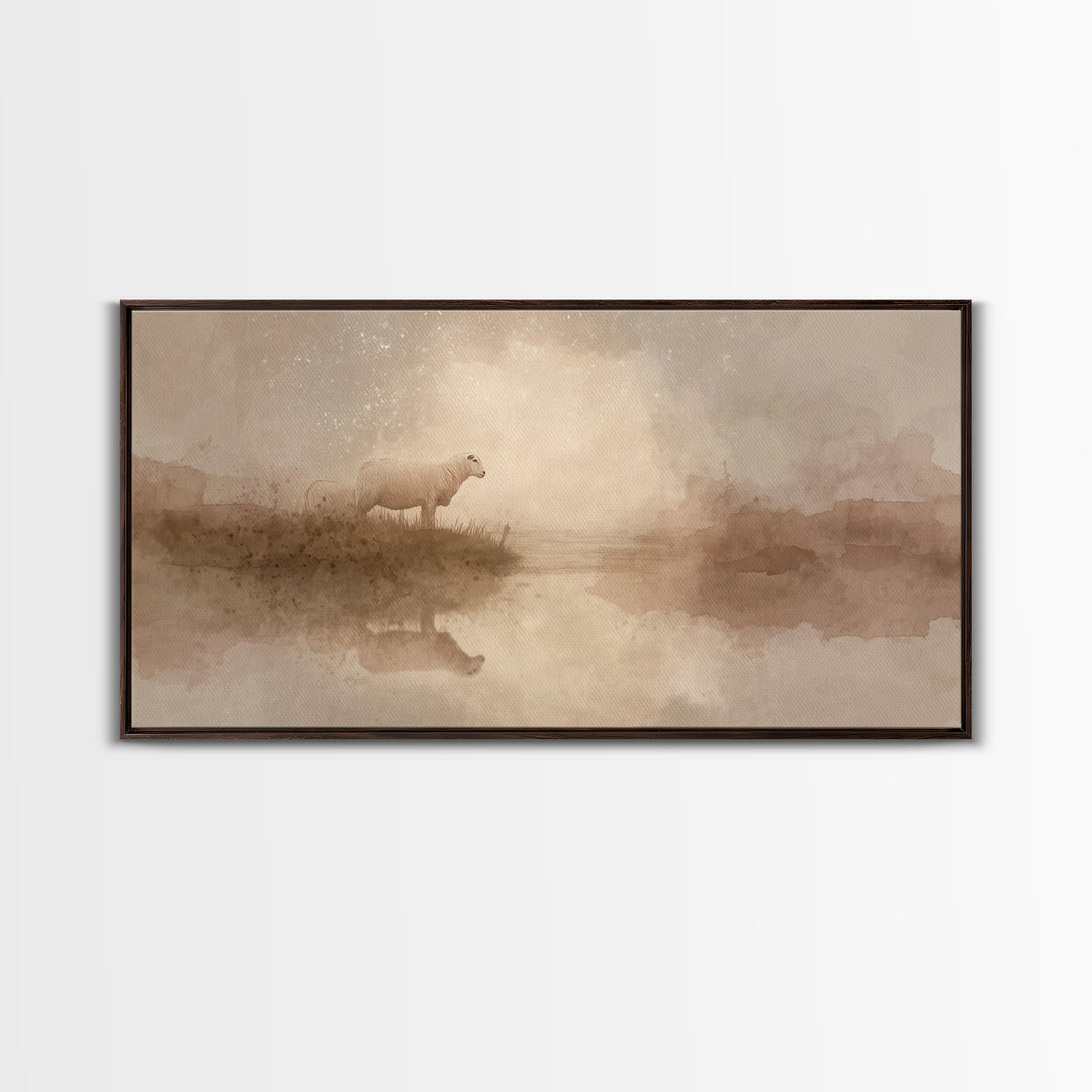 Still Waters Grace | Framed Canvas Print | Christian Art Canvas | Christian Wall Art | Christian Christmas Art | Christmas Art | Jesus Art