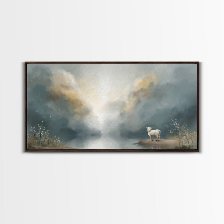Lamb Of Dawn – Framed Canvas Print – Christian Art Canvas – Christian Wall Art – Christmas Art – Christian Christmas Art – Jesus Art Print